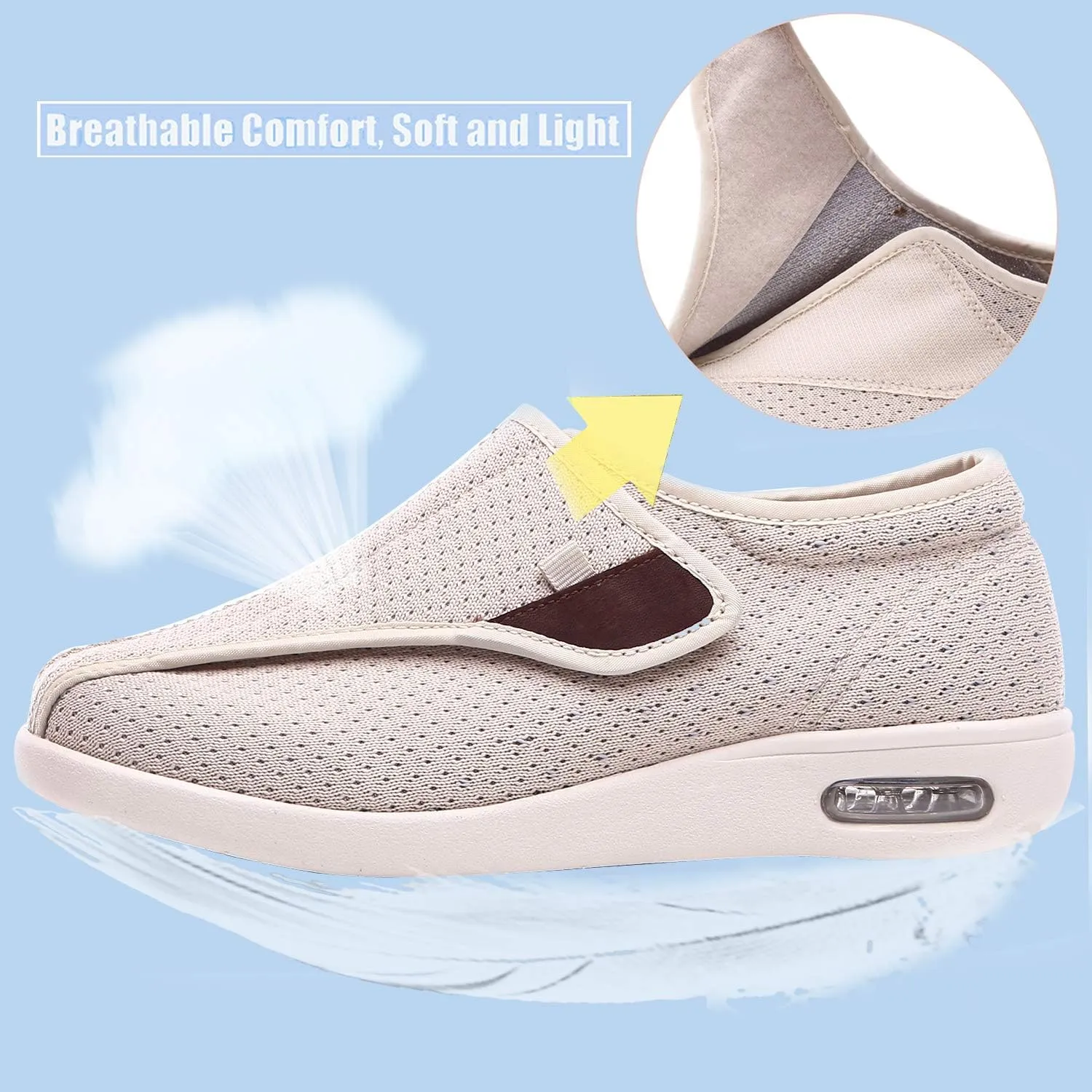 W&LESVAGO Diabetic Shoes for Women Easy On/Off, Lightweight Breathable Adjustable Closure Walking Sneakers