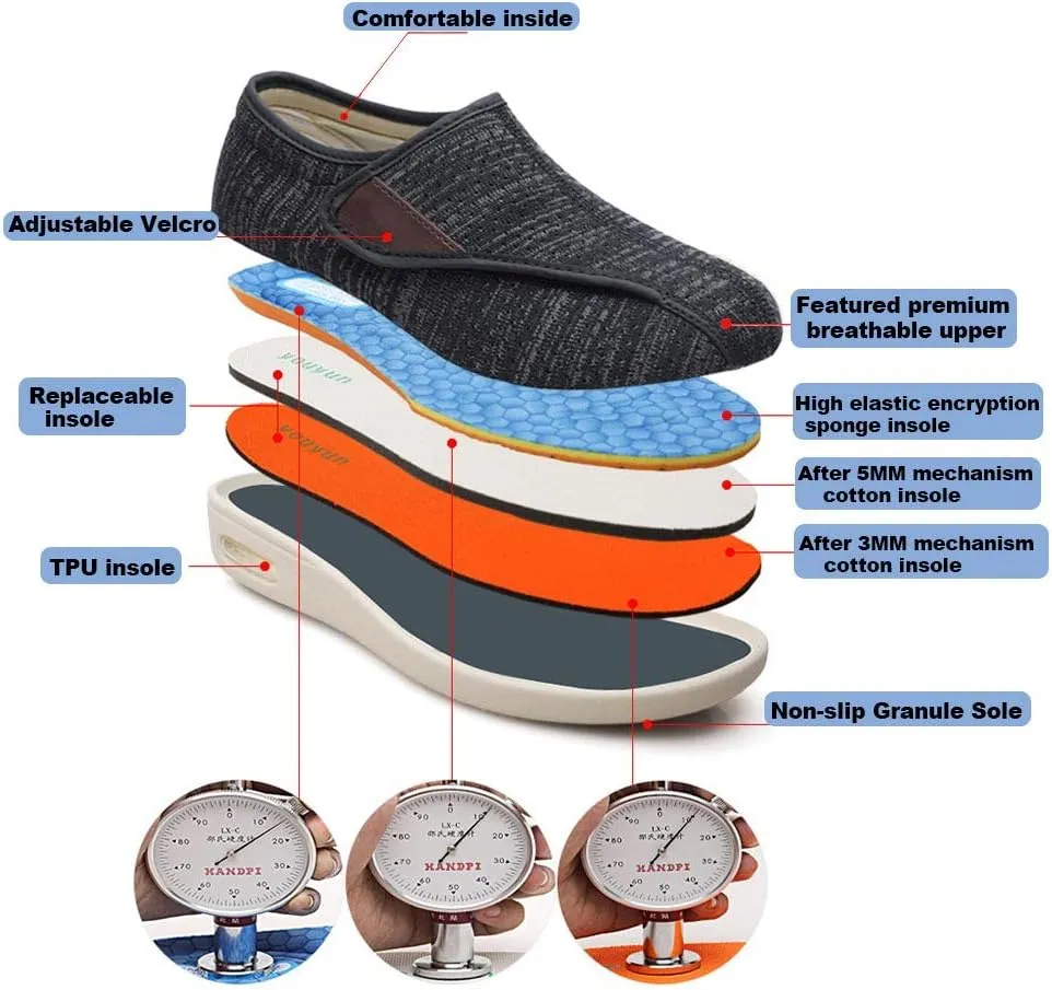 W&LESVAGO Diabetic Shoes for Women Easy On/Off, Lightweight Breathable Adjustable Closure Walking Sneakers