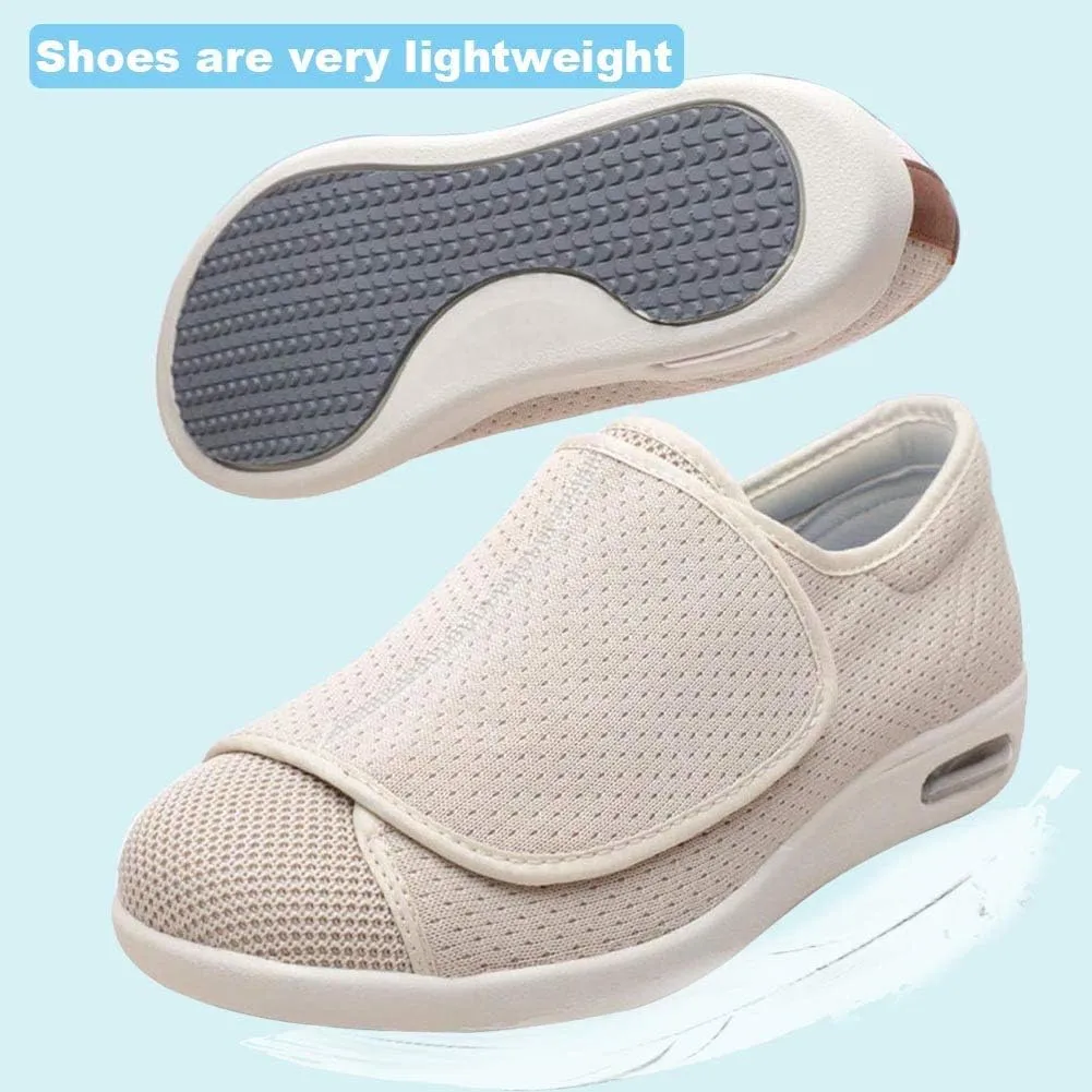 W&LESVAGO Women's Wide Width Diabetic Edema Shoes with Fully Adjustable Closures Easy On/Off, Air Cushion Walking Sneakers for Elderly Swollen Feet Outdoor