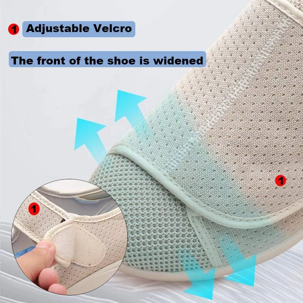 W&LESVAGO Women's Wide Width Diabetic Edema Shoes with Fully Adjustable Closures Easy On/Off, Air Cushion Walking Sneakers for Elderly Swollen Feet Outdoor