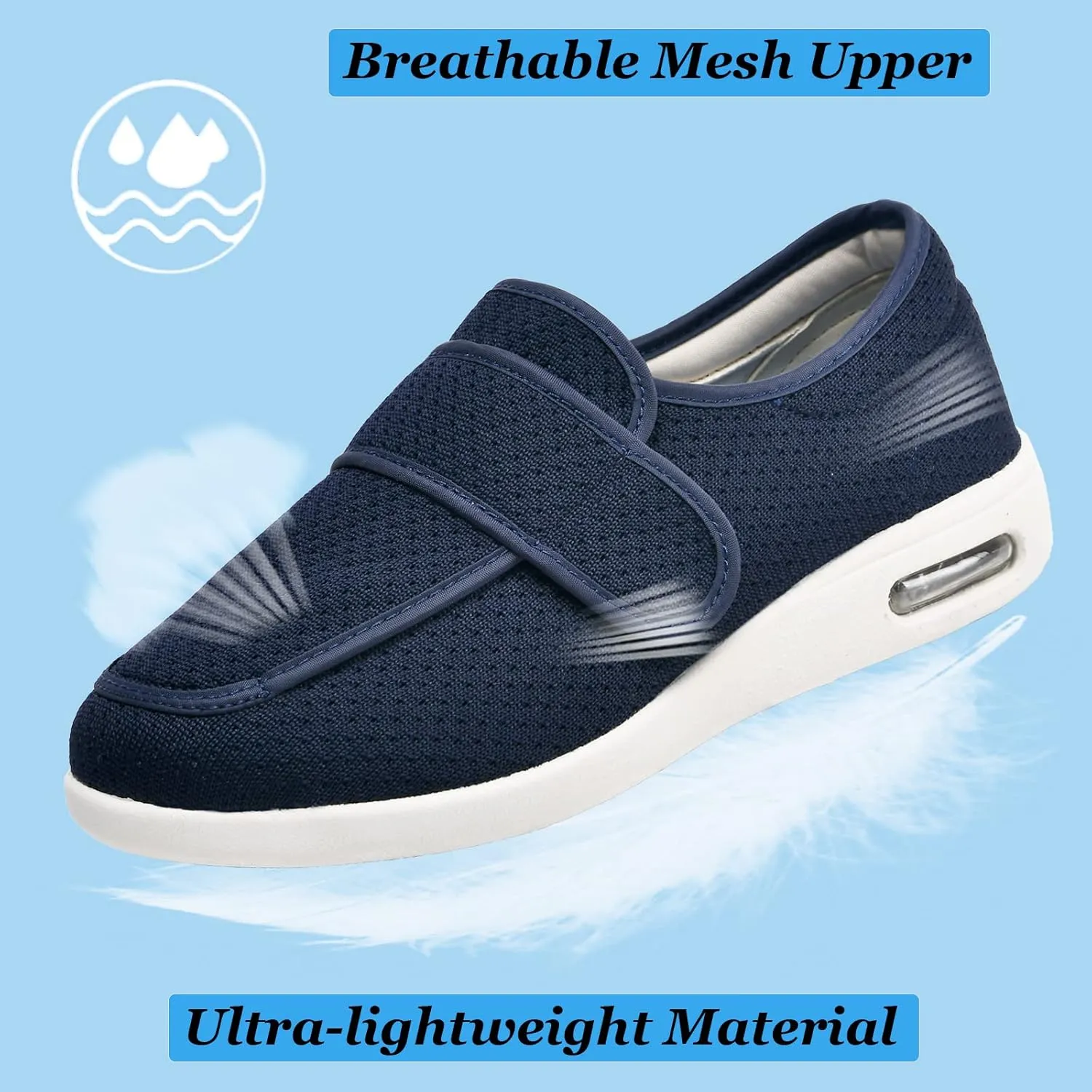 W&LESVAGO Women's Wide Width Diabetic Shoes with Adjustable Closures Easy On/Off, Breathable Lightweight Comfortable Walking Sneakers for Edema Swollen Feet Summer