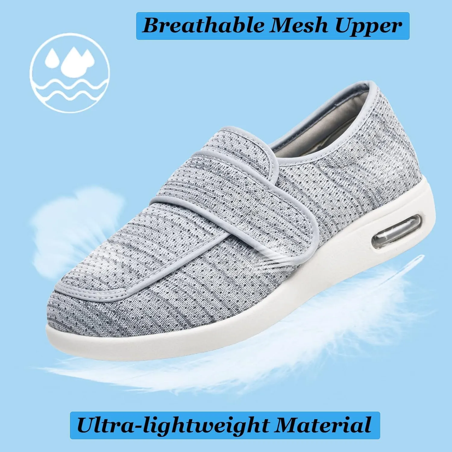W&LESVAGO Women's Wide Width Diabetic Shoes with Adjustable Closures Easy On/Off, Breathable Lightweight Comfortable Walking Sneakers for Edema Swollen Feet Summer