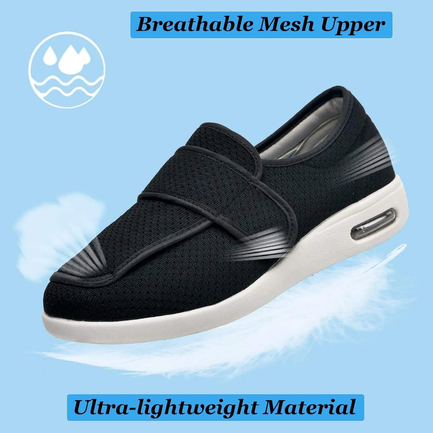 W&LESVAGO Women's Wide Width Diabetic Shoes with Adjustable Closures Easy On/Off, Breathable Lightweight Comfortable Walking Sneakers for Edema Swollen Feet Summer