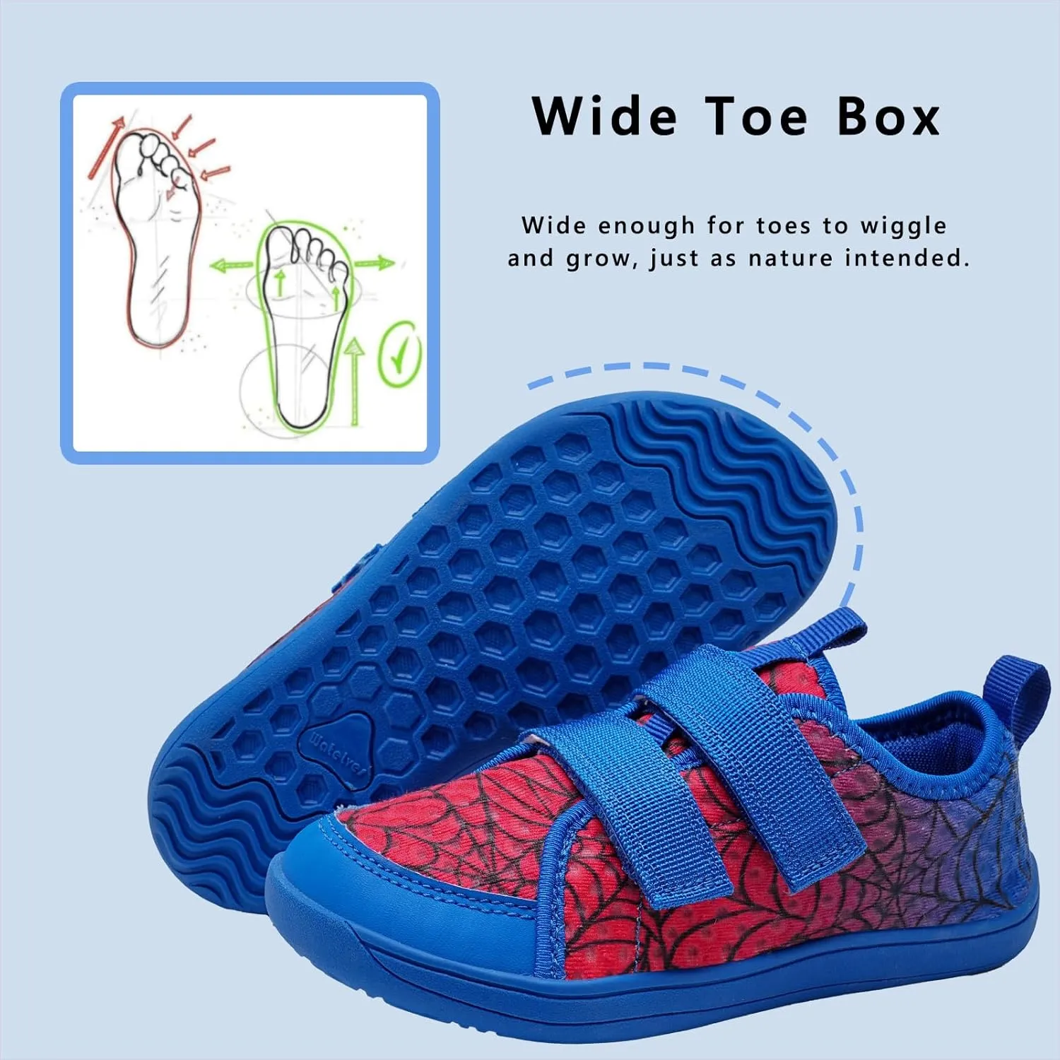 WateLves Wide Toddler Water Shoes Kids Barefoot Beach Swim Aqua Shoes Boys Girls Breathable Mesh Walking Hook and Loop Sneakers