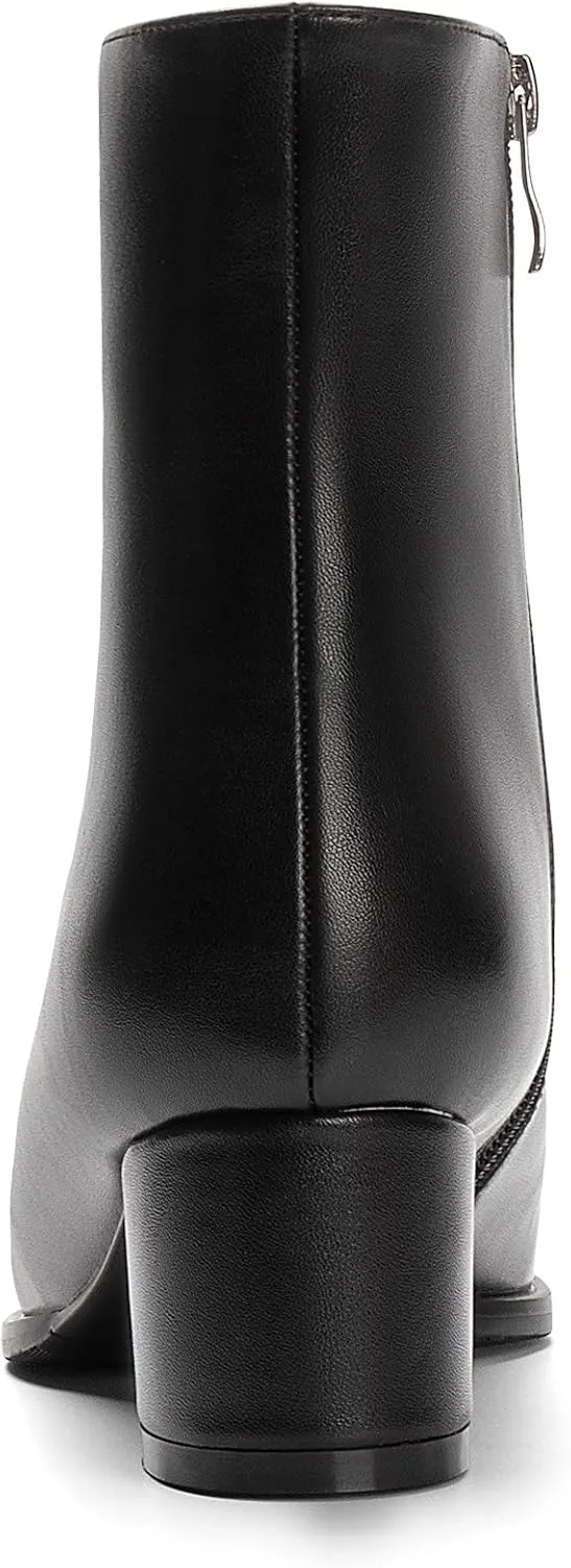 WAYDERNS Women's Square Toe Microfiber Zip Crocodile Print Chunky Low Heel Ankle High Boots 2 Inch