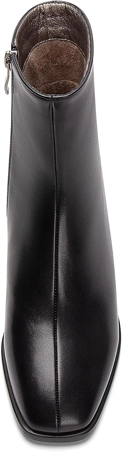 WAYDERNS Women's Square Toe Microfiber Zip Crocodile Print Chunky Low Heel Ankle High Boots 2 Inch