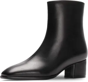 WAYDERNS Women's Square Toe Microfiber Zip Crocodile Print Chunky Low Heel Ankle High Boots 2 Inch