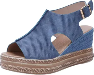 Wedge Sandals for Women Open Toe Buckle Strap Ankle Boots Vintage Hollow Out Platform Sandals Summer Casual Shoes