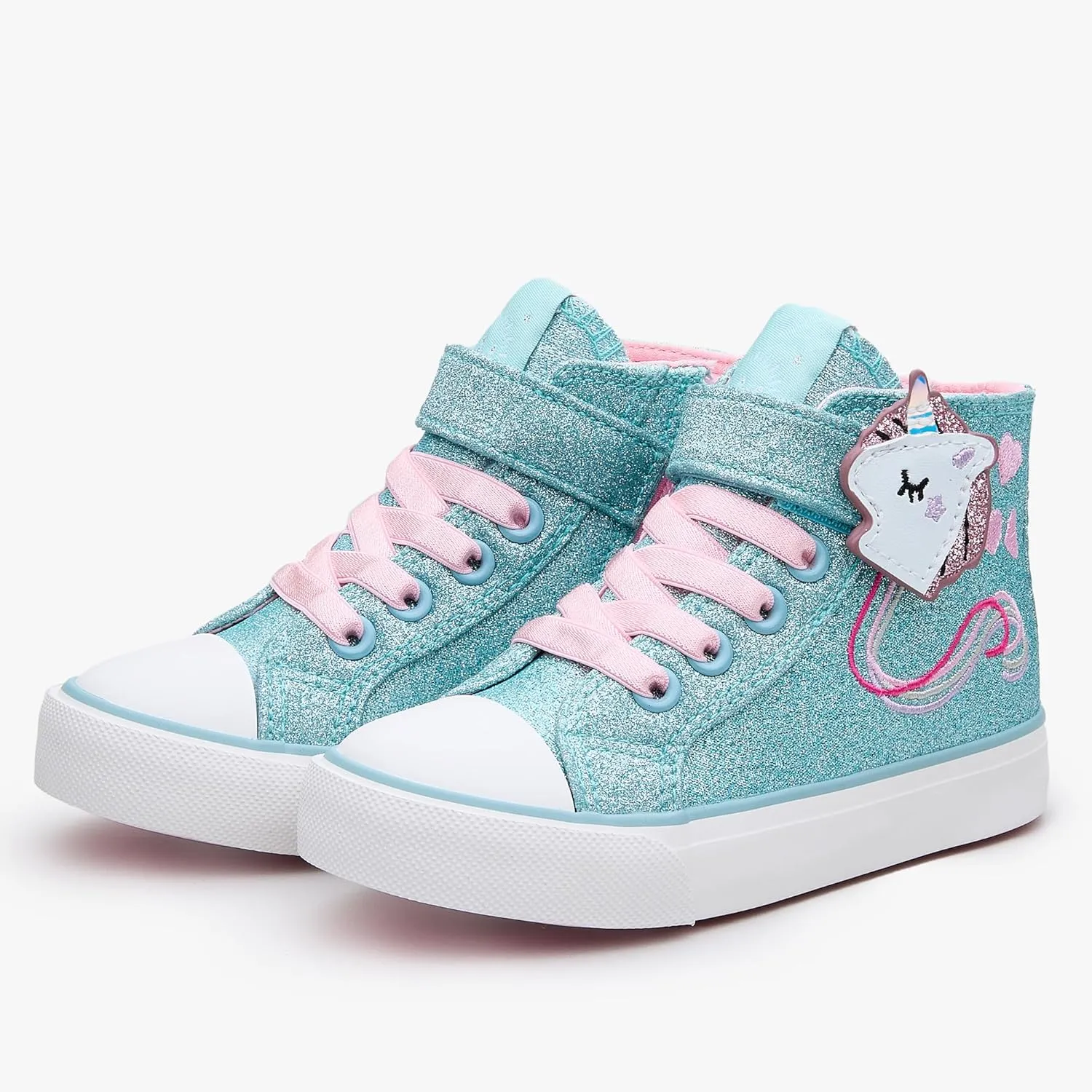 Weestep Girls‘ Glitter High-Top Easy-On Canvas Shoes - Fahion Casual Sneakers for Toddler and Litte Kid