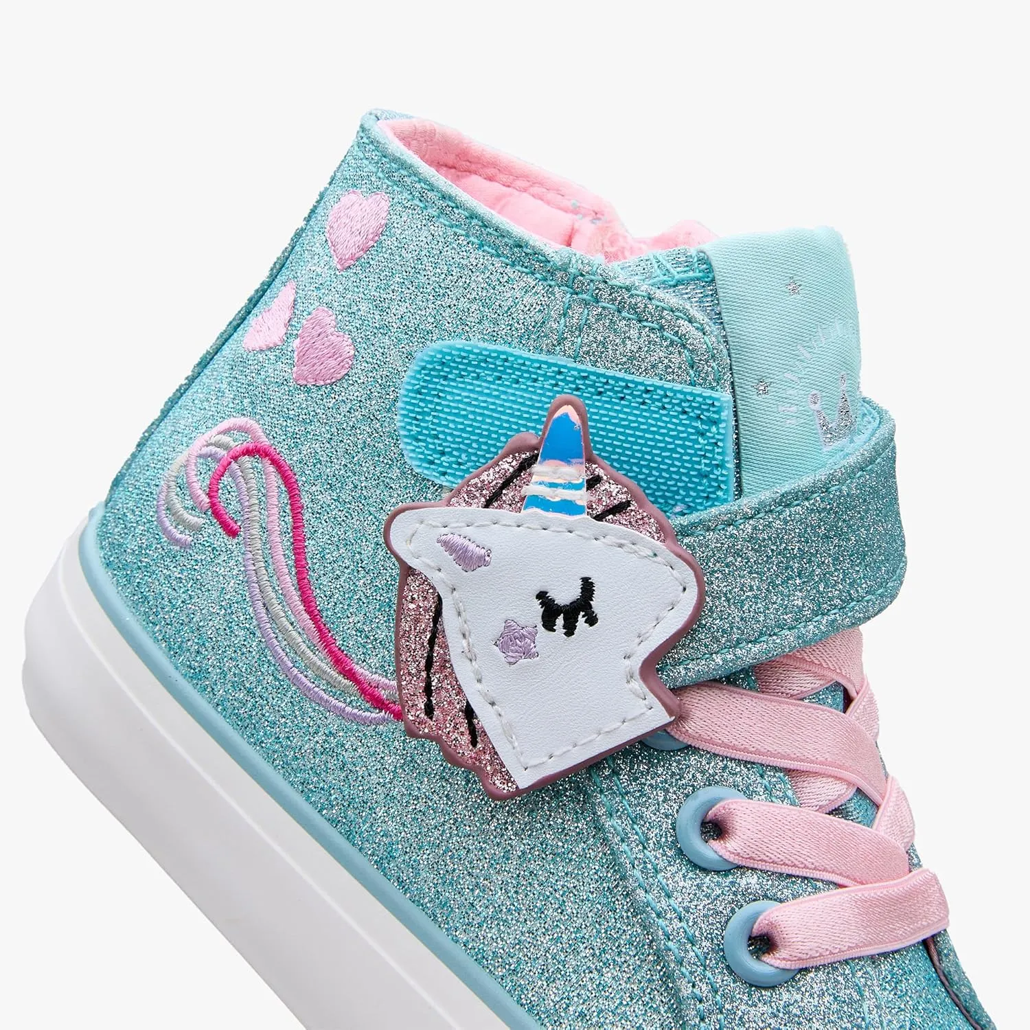 Weestep Girls‘ Glitter High-Top Easy-On Canvas Shoes - Fahion Casual Sneakers for Toddler and Litte Kid