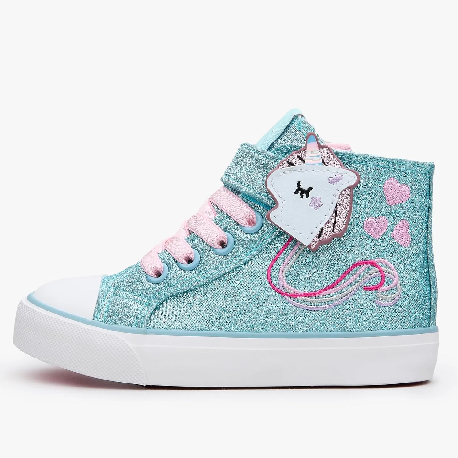 Weestep Girls‘ Glitter High-Top Easy-On Canvas Shoes - Fahion Casual Sneakers for Toddler and Litte Kid