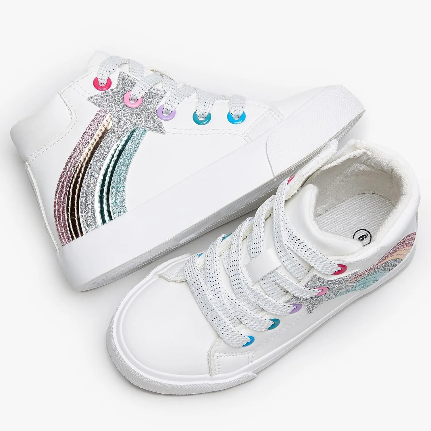 Weestep Girls‘ Glitter High-Top Easy-On Canvas Shoes - Fahion Casual Sneakers for Toddler and Litte Kid
