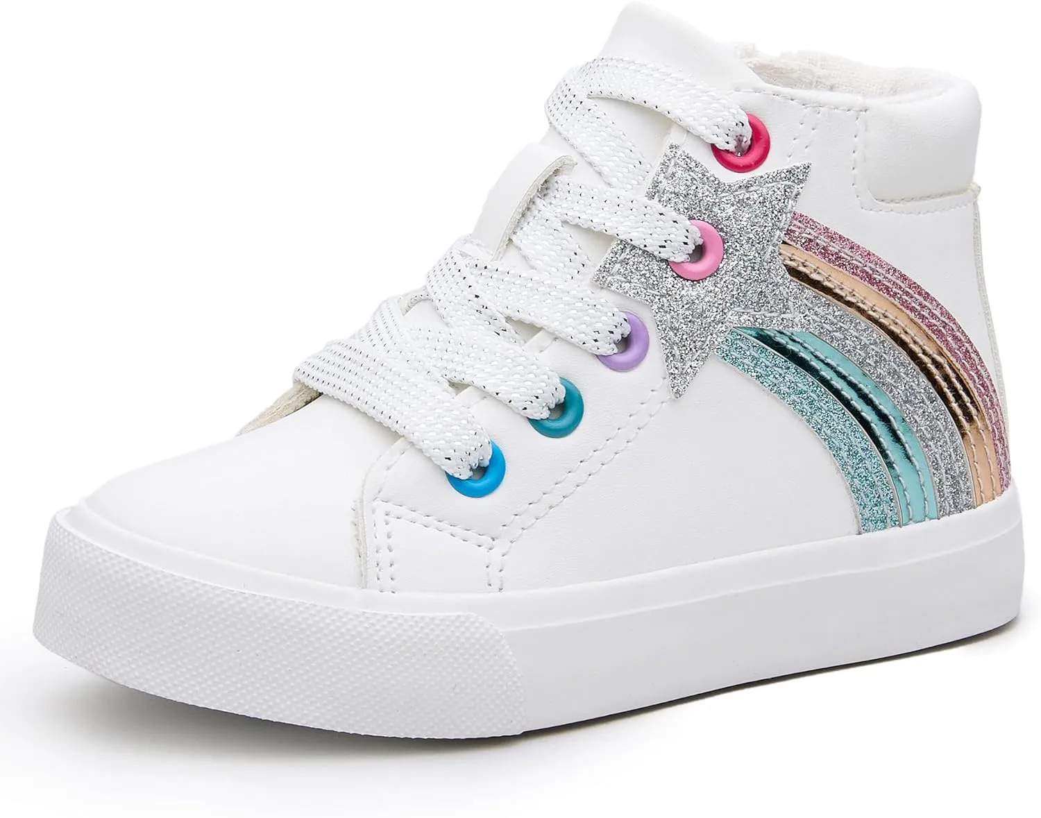 Weestep Girls‘ Glitter High-Top Easy-On Canvas Shoes - Fahion Casual Sneakers for Toddler and Litte Kid