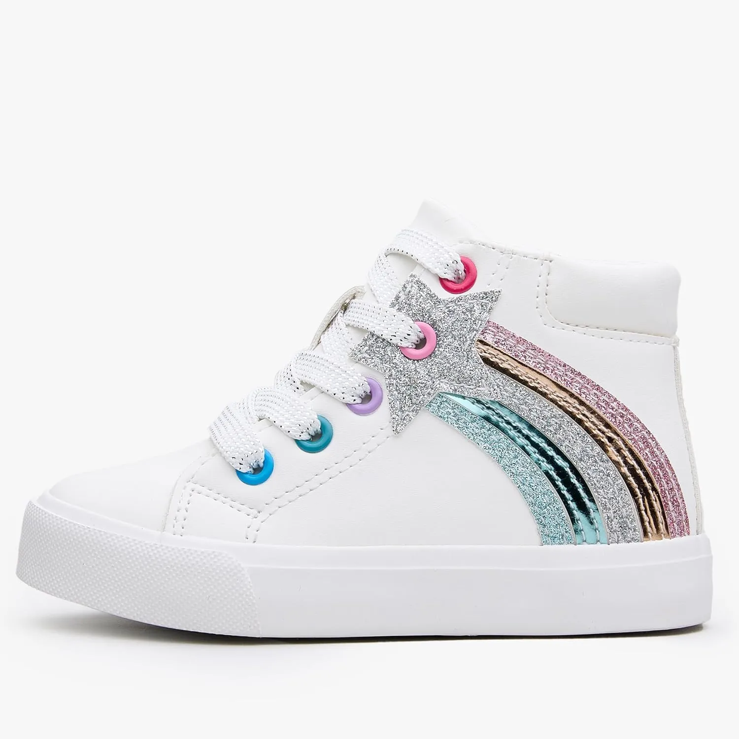Weestep Girls‘ Glitter High-Top Easy-On Canvas Shoes - Fahion Casual Sneakers for Toddler and Litte Kid