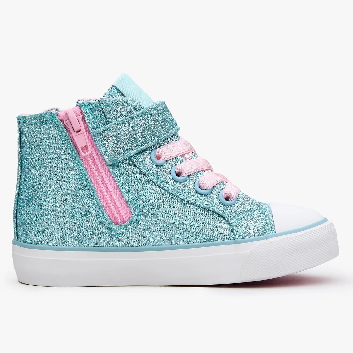 Weestep Girls‘ Glitter High-Top Easy-On Canvas Shoes - Fahion Casual Sneakers for Toddler and Litte Kid