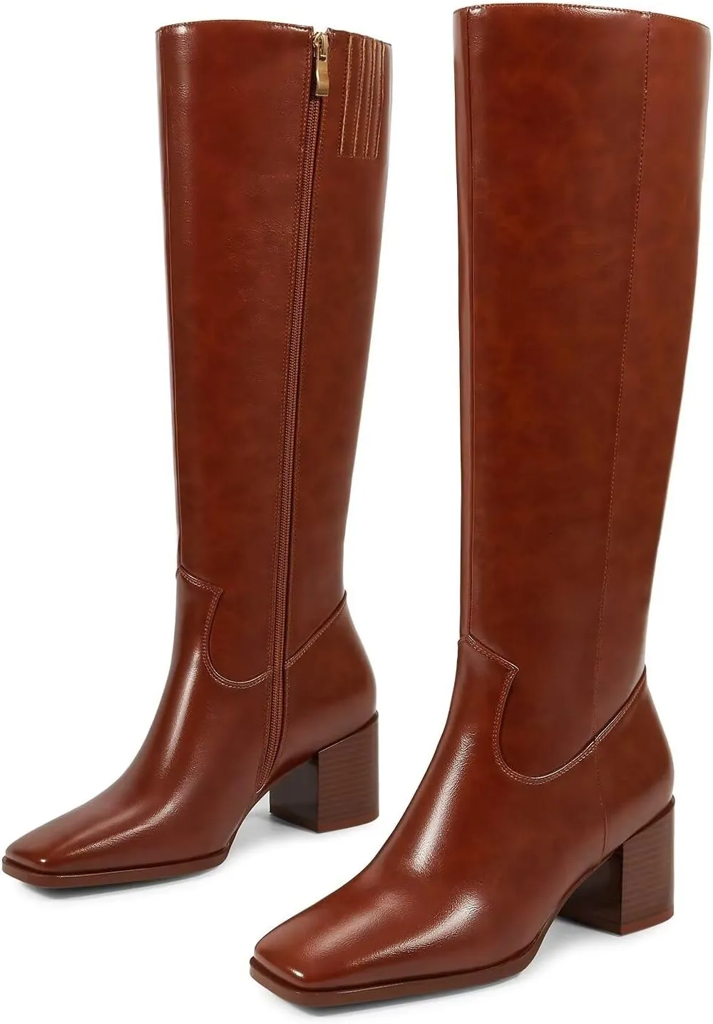 wetkiss Knee High Boots for Women GoGo Boots with Chunky Heel, Square Toe and Side Zipper Design Fashion Dress Boots