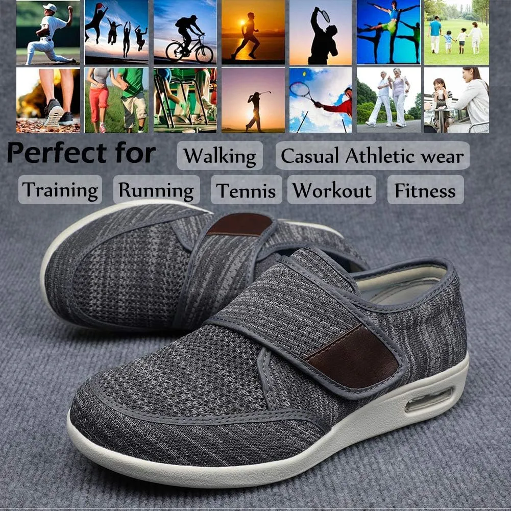 Wide Shoes with Adjustable Strap, Diabetic Shoes for Swollen Feet Easy Put On/Off Shoes for Seniors