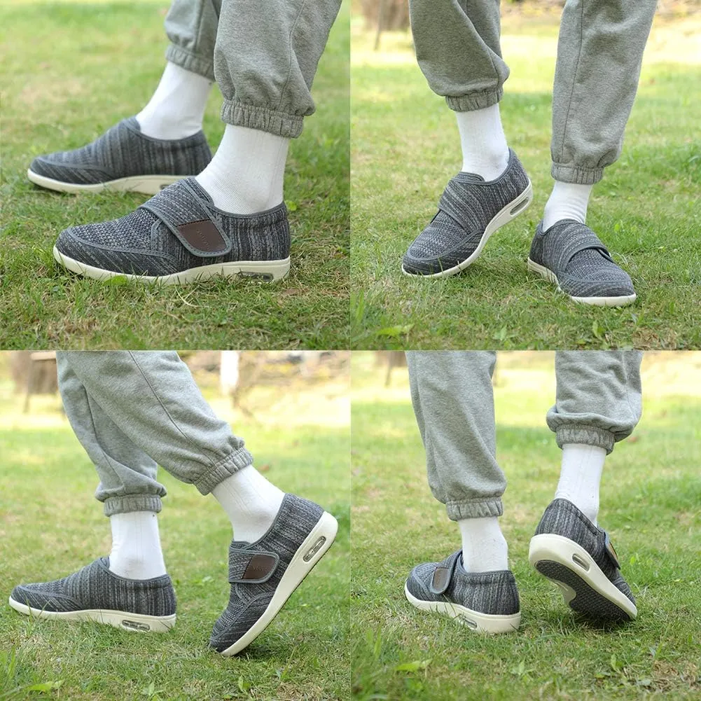 Wide Shoes with Adjustable Strap, Diabetic Shoes for Swollen Feet Easy Put On/Off Shoes for Seniors