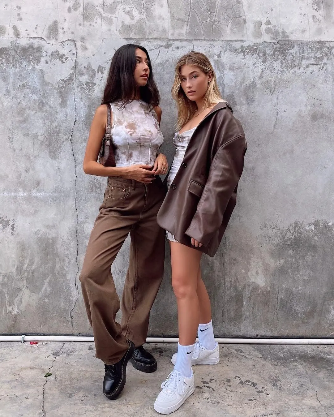 Women Faux Leather Blazer Jackets Button Down Oversized Vintage PU Leather Lapel Jacket Streetwear
