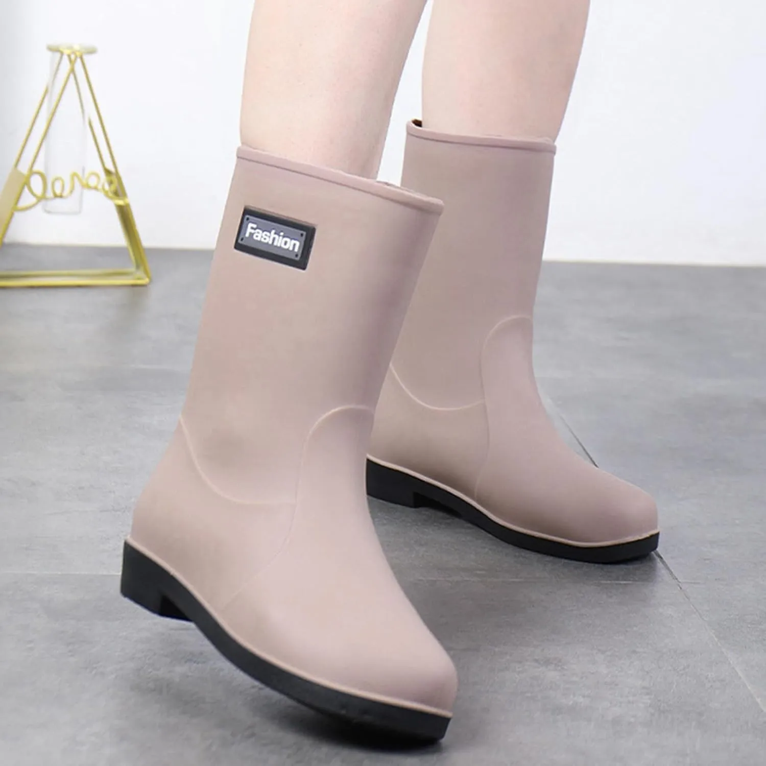 Women Short Rain Boots for Womens Ankle Rainboot Slip On Garden Boot Rubber Shoes Womens Long Rain Boots