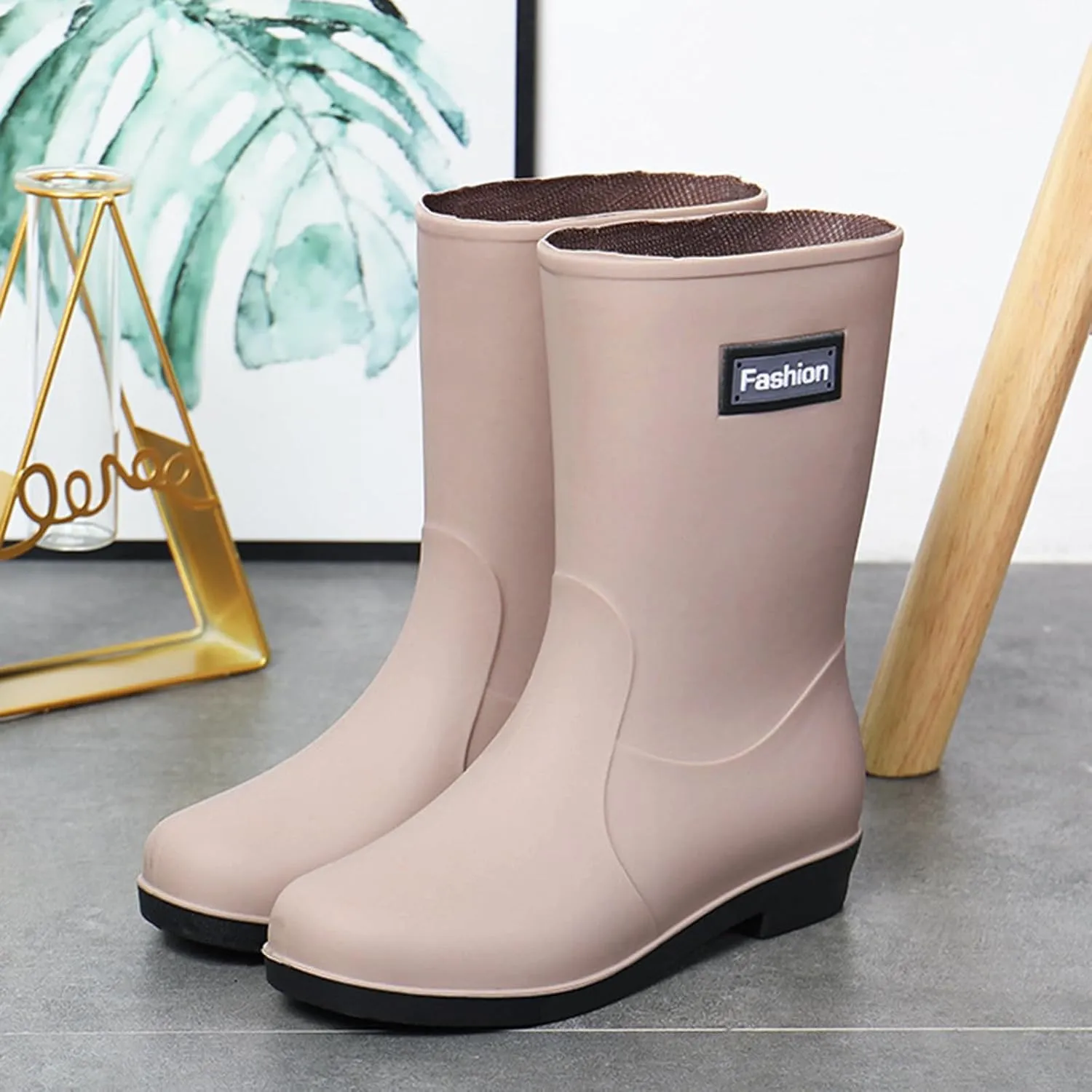 Women Short Rain Boots for Womens Ankle Rainboot Slip On Garden Boot Rubber Shoes Womens Long Rain Boots