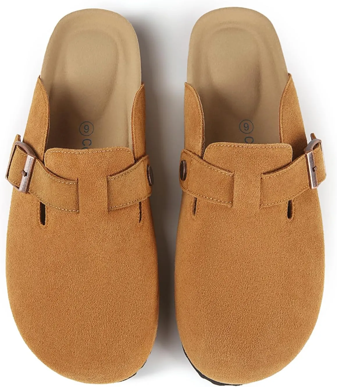 Women's and Men's Cork Suede Clogs and Mules,Soft Leather Sandal,House Slipper,Skin-Friendly Footbed,Adjustable Buckle,Arch Support