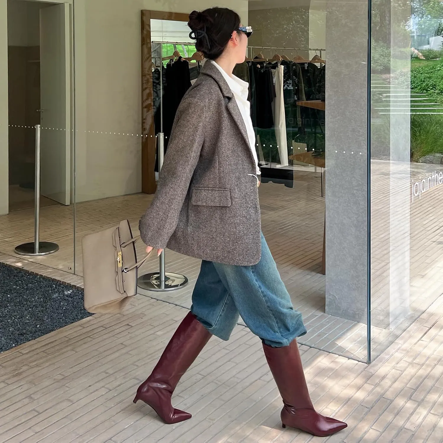 Womens Boots Knee High Kitten Heel Tall Boots For Women Pointed Toe Low Heel Fahion Fall Dress Long Boots