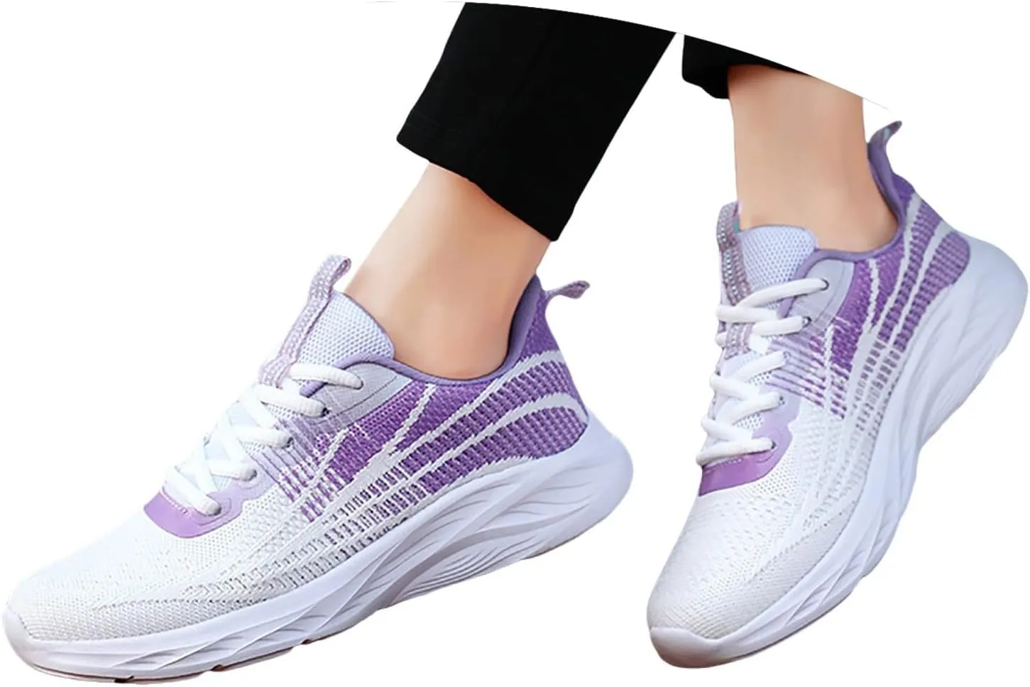 Women's Breathable Knit Mesh Sneakers for Walking Running Gym Casual Wear Lightweight Low Heel Athletic Shoes