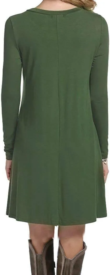 Women's Casual Plain Fit Flowy Simple Swing T-Shirt Loose Tunic Dress¡­