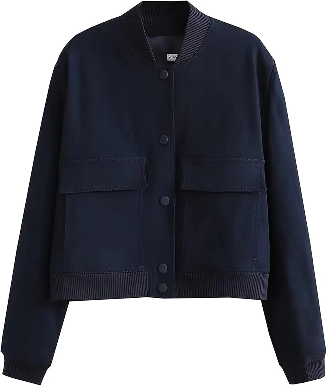 Womens Cropped Bomber Jacket Button Down Varsity Jackets Shackets with Pockets