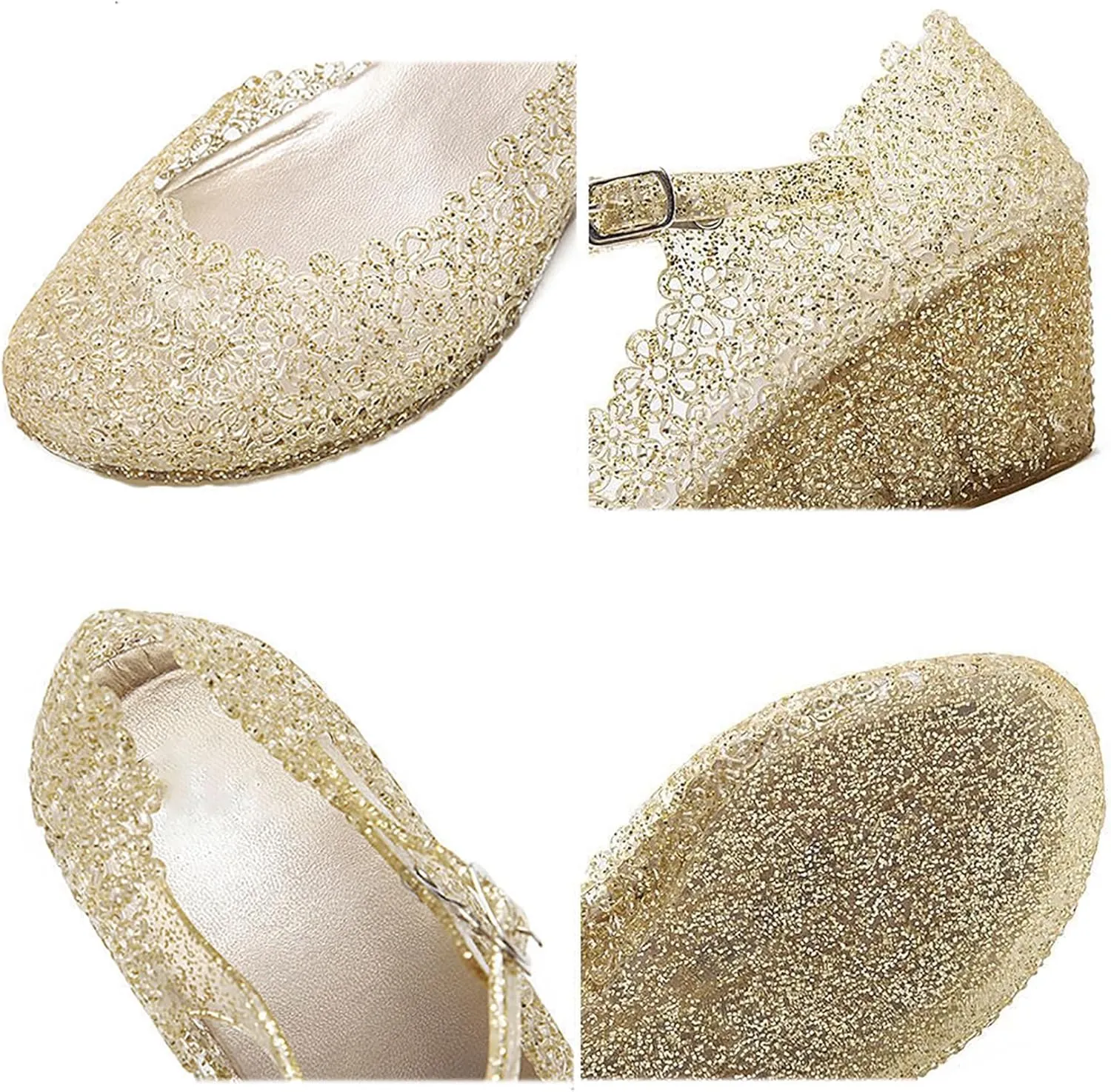 Women's Crystal Jelly High Heel Sandals Summer Beach Hollow Shoes
