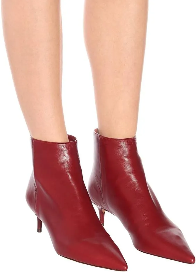 Women's Fashion Pointed Toe Zip Up Dress Kitten Heel Ankle Boots