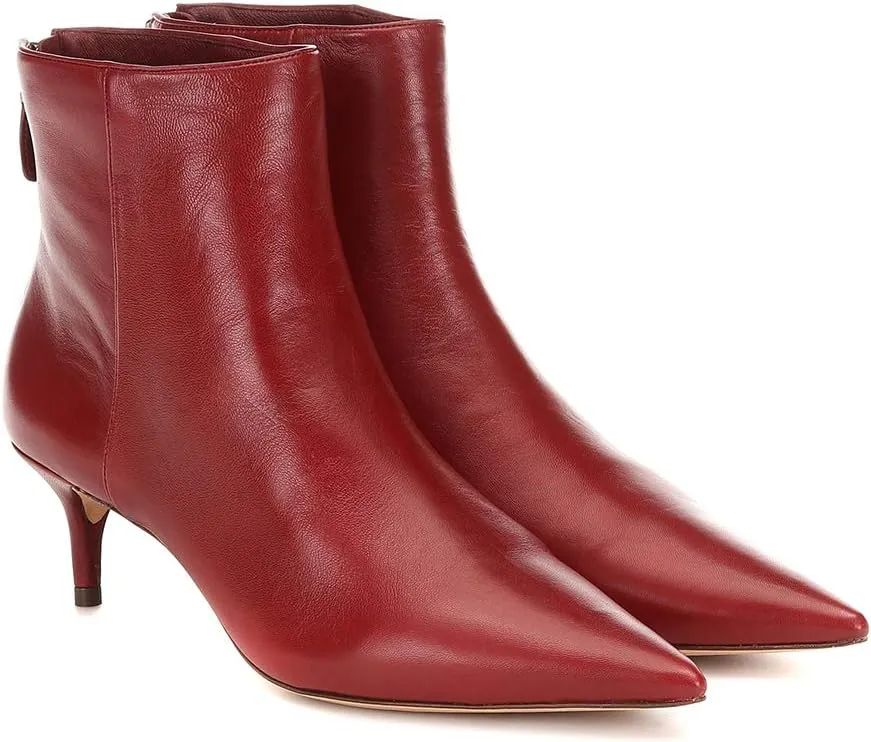 Women's Fashion Pointed Toe Zip Up Dress Kitten Heel Ankle Boots