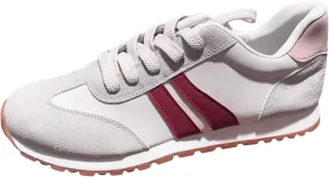Women's Fashion Sneakers Leather Suede Patchwork Casual Walking Shoes Non-Slip Lace Up Sneakers Tennis Running Shoes