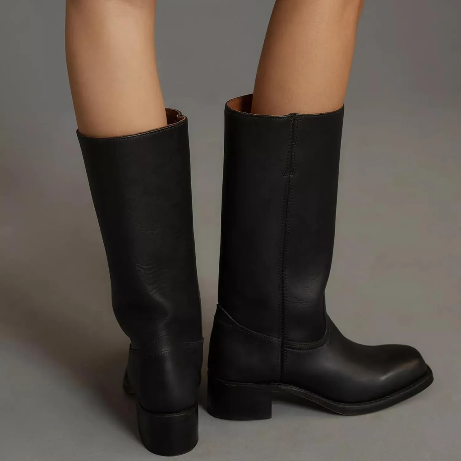 Women's Knee High Boots Wide Calf Chunky Block Heel Long Boots for Women Casual Square Toe Boots Low Heel Womens Boots Dressy Trendy