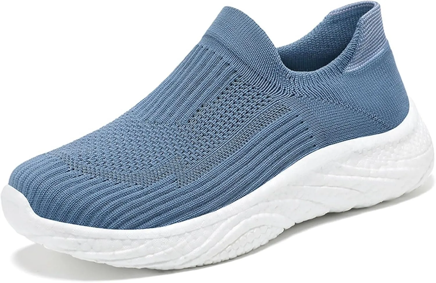 Women's Knit Slip-On Athletic Shoes - Lightweight Breathable Sneakers Cushioned Comfort Sock Shoes, Slip on Walking Shoes for Running, Gym, Tennis, Workout, Travel and Casual Wear
