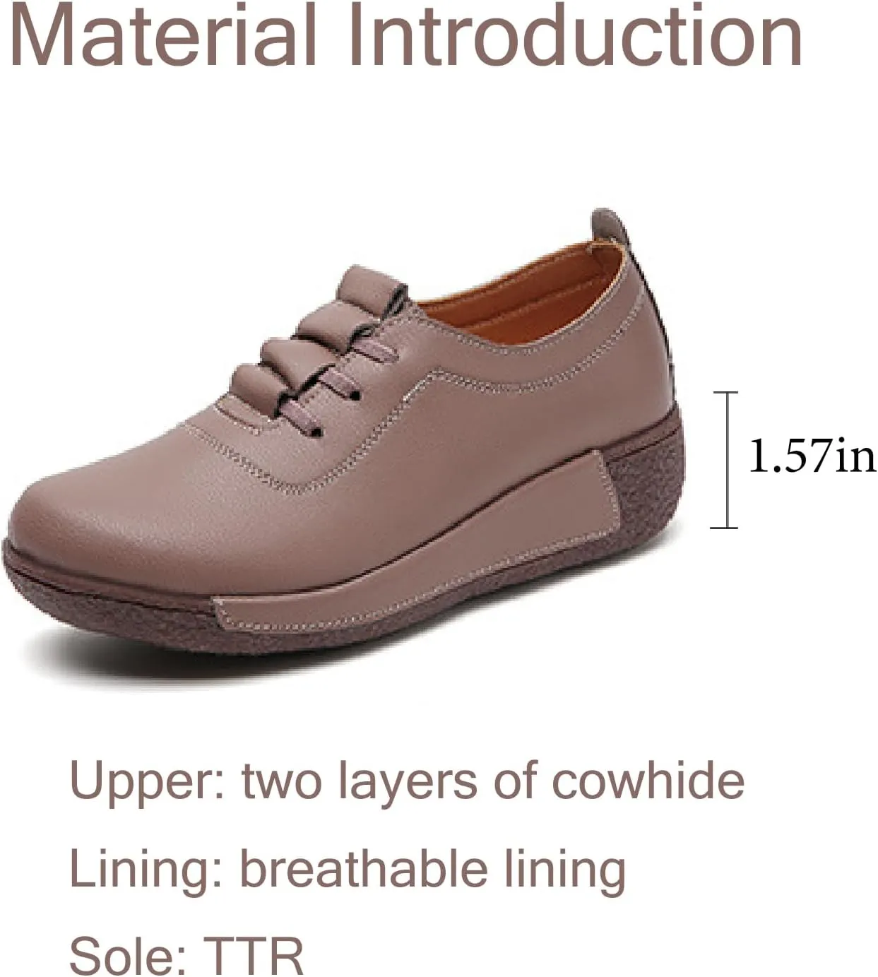 Women's Leather Platform Wedge Rocker Shoes Fashion Round Head Slip-On Thick Heel Walking Loafers Casual Non-Slip Comfort Work Office Dress Shoes