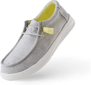 Women's Loafers Comfortable Slip On Shoes Lace-Up Sneakers Lightweight Arch Support Walking Non-Slip Canvas Casual Boat Shoes