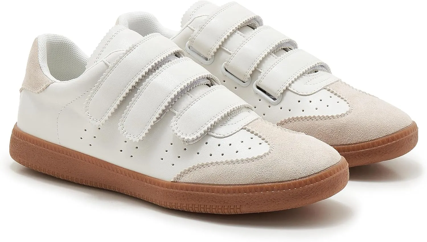 Women's Low Top Retro Sneakers Hook and Loop Closure Lightweight Casual Shoes