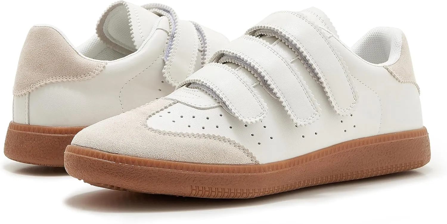 Women's Low Top Retro Sneakers Hook and Loop Closure Lightweight Casual Shoes
