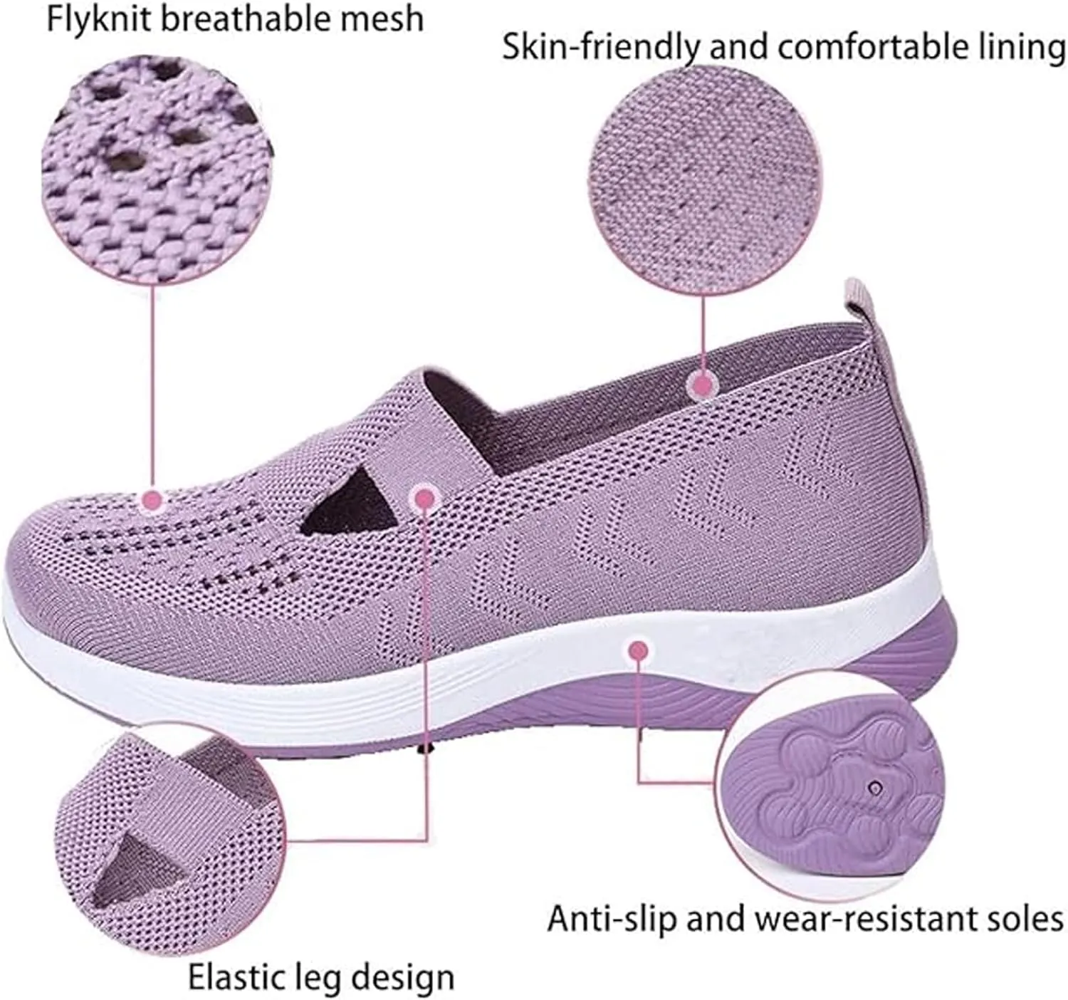 Womens Orthopedic Shoes Slip on Walkingshoes Mesh Breathable Soft Woven Shoe Non-Slip Footwear Lightweight Comfortable Arch Support Sneakers