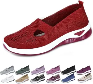 Womens Orthopedic Shoes Slip on Walkingshoes Mesh Breathable Soft Woven Shoe Non-Slip Footwear Lightweight Comfortable Arch Support Sneakers