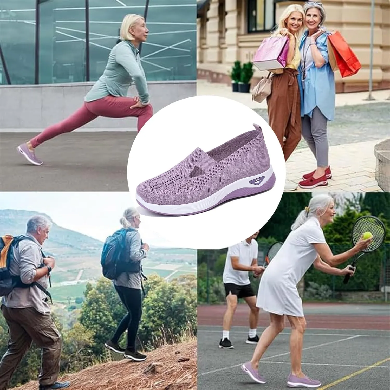 Womens Orthopedic Shoes Slip on Walkingshoes Mesh Breathable Soft Woven Shoe Non-Slip Footwear Lightweight Comfortable Arch Support Sneakers