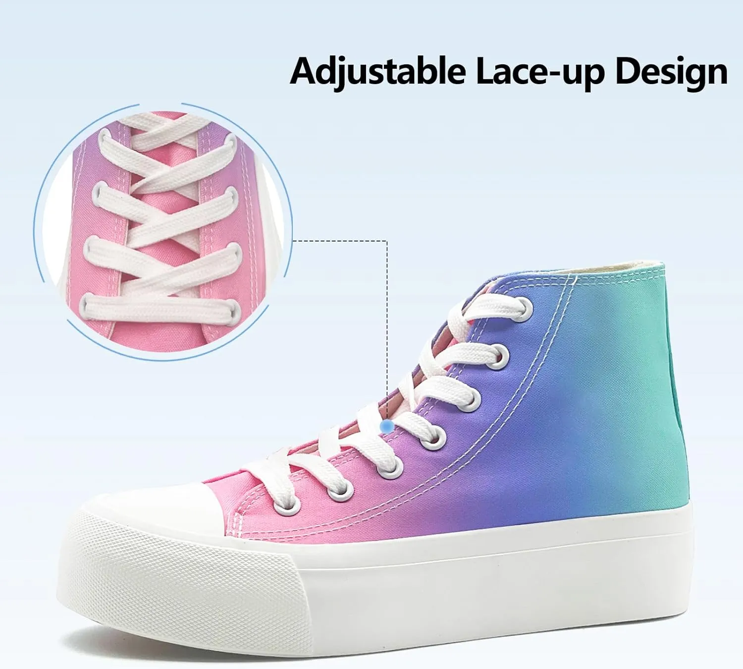 Womens Platform Canvas Sneakers Mens High Top Classic Canvas Shoes Unisex Casual Tennis Comfortable Fashion Sneakers Lace-Up