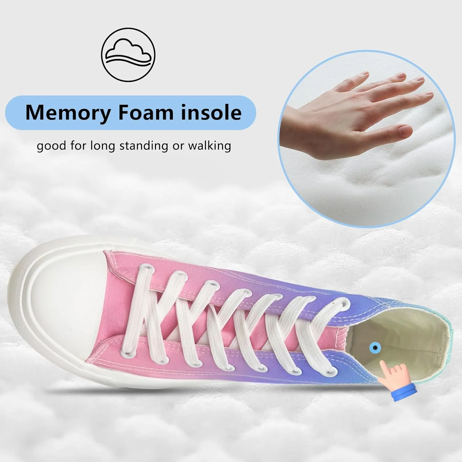 Womens Platform Canvas Sneakers Mens High Top Classic Canvas Shoes Unisex Casual Tennis Comfortable Fashion Sneakers Lace-Up