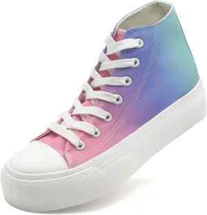 Womens Platform Canvas Sneakers Mens High Top Classic Canvas Shoes Unisex Casual Tennis Comfortable Fashion Sneakers Lace-Up