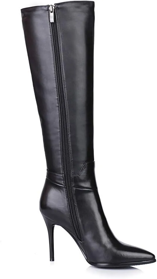 Women's Pointed Toe Side Zipper Sexy Stiletto High Heel Stretchy Knee High Boots