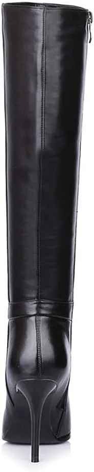 Women's Pointed Toe Side Zipper Sexy Stiletto High Heel Stretchy Knee High Boots