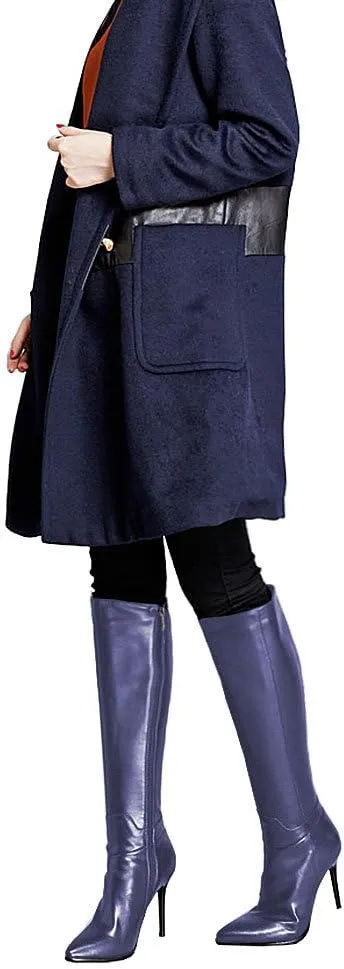 Women's Pointed Toe Side Zipper Sexy Stiletto High Heel Stretchy Knee High Boots