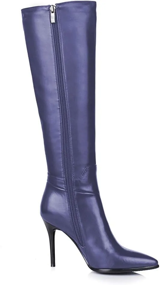 Women's Pointed Toe Side Zipper Sexy Stiletto High Heel Stretchy Knee High Boots